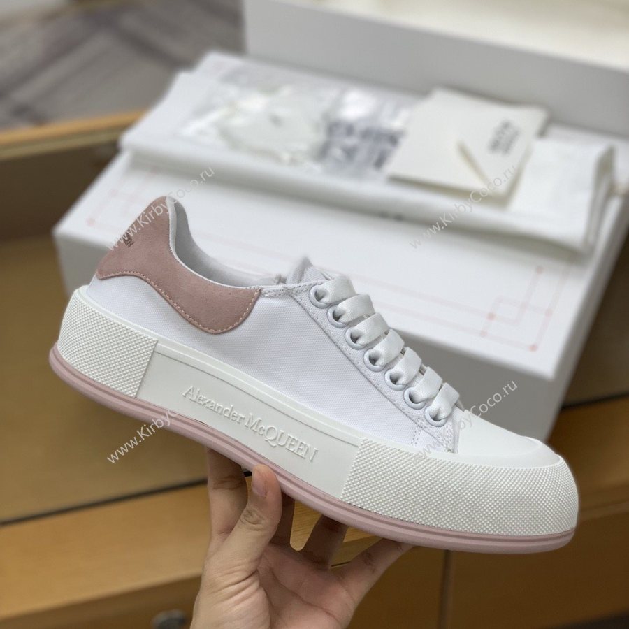Alexander McQueen MQ White Pink velvet tail Sneakers (513-kb) - Image 2