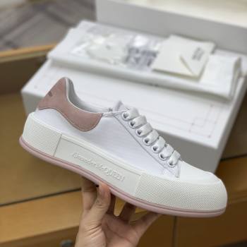 Alexander McQueen MQ White Pink velvet tail Sneakers (513-kb)