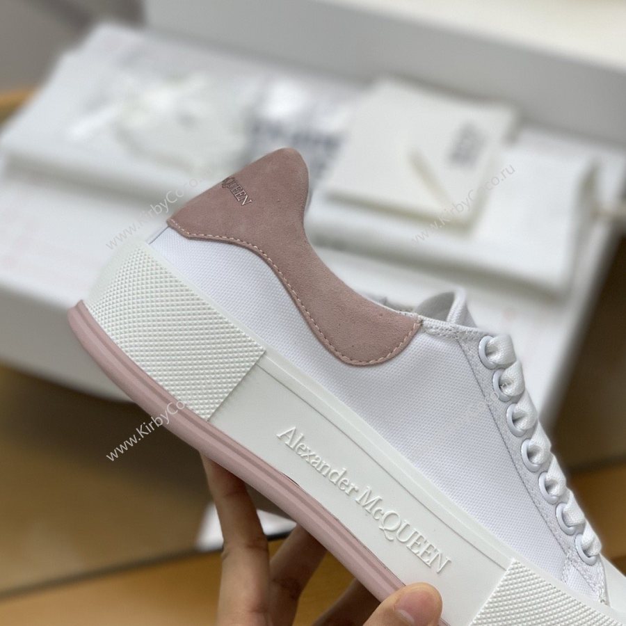 Alexander McQueen MQ White Pink velvet tail Sneakers (513-kb) - Image 7