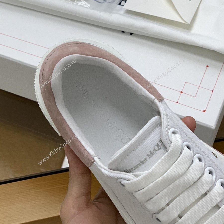 Alexander McQueen MQ White Pink velvet tail Sneakers (513-kb) - Image 6