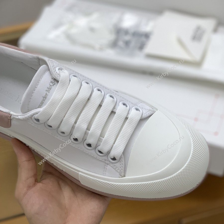 Alexander McQueen MQ White Pink velvet tail Sneakers (513-kb) - Image 8