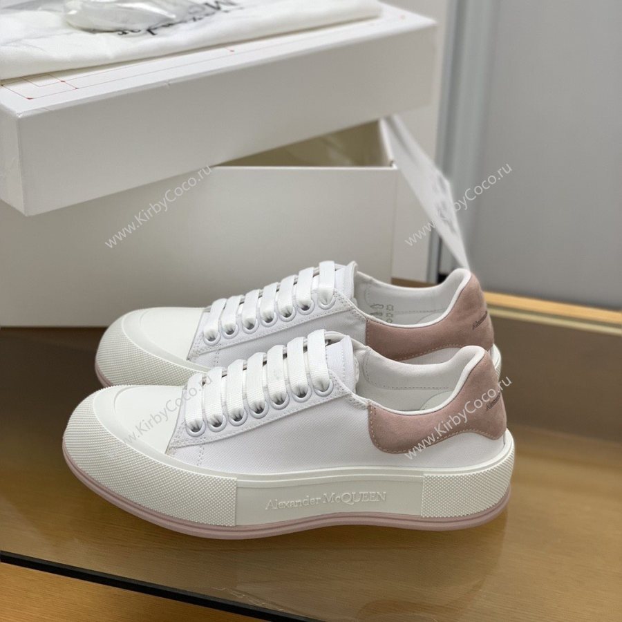 Alexander McQueen MQ White Pink velvet tail Sneakers (513-kb) - Image 3