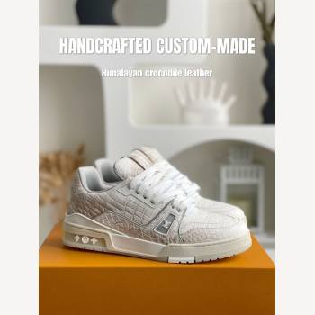3200 Handmade Custom Louis Vuitton Himalayan Crocodile Leather Trainer Sneakers